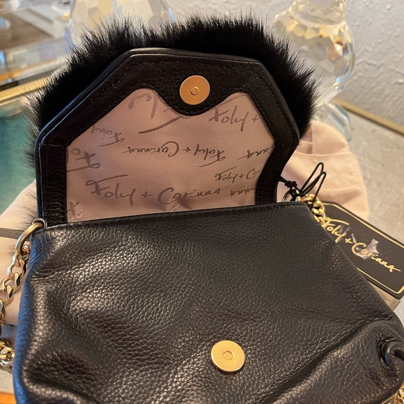 Foley + Corinna Fur/Leather purse with gold chain. - Picture 4 of 5